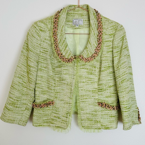 Alberto Makali vintage 90s floral embroidery green long sleeve blazer jacket - Picture 7 of 12